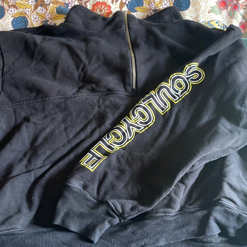 Black Soulcycle quarter zip sweater shirt